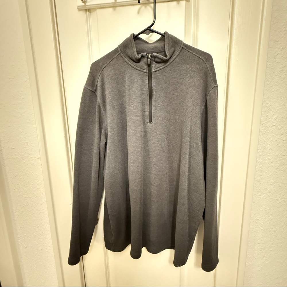 Eddie Bauer charcoal gray half zip pullover, size TALL XL.